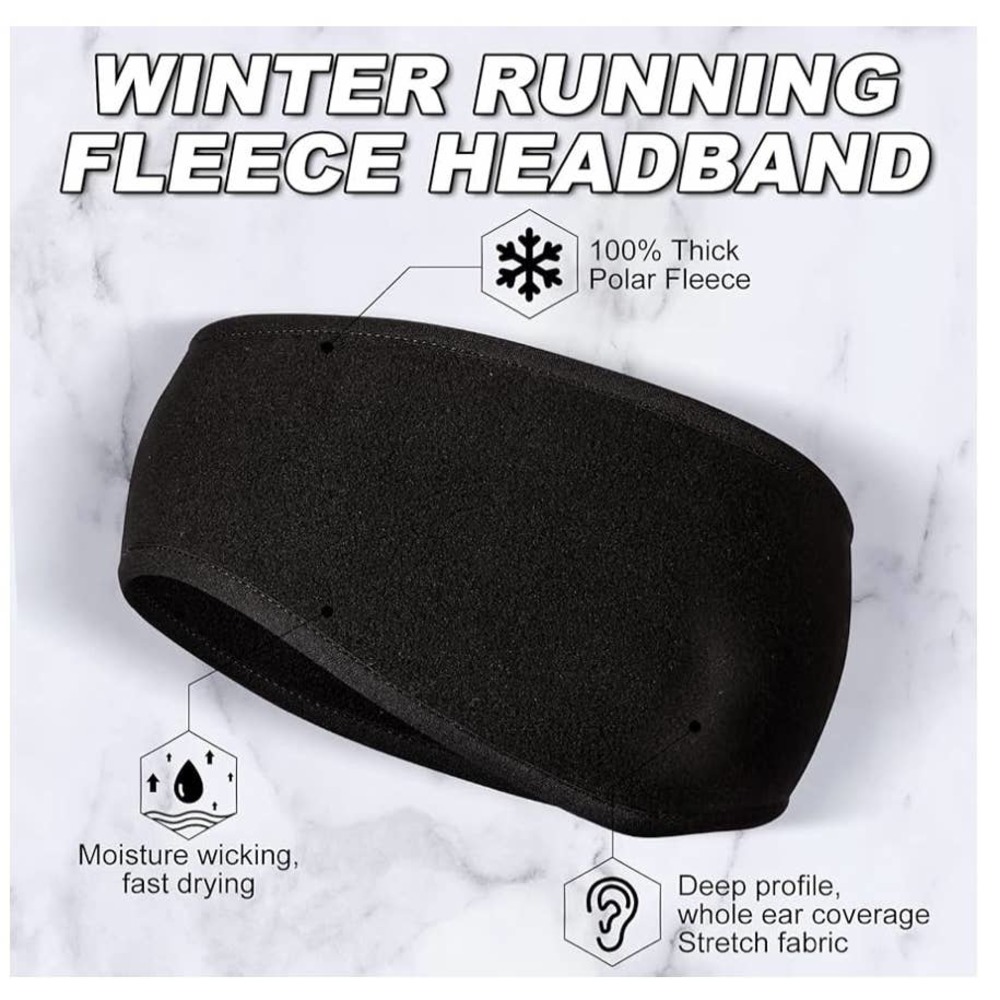 Unisex Fleece Running Headband Earmuffs Blue, Gray, Black - NIP - Picture 4 of 5